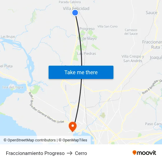 Fraccionamiento Progreso to Cerro map