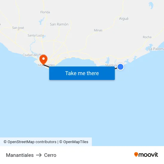 Manantiales to Cerro map