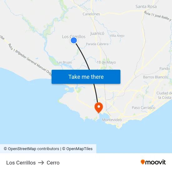 Los Cerrillos to Cerro map