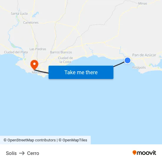 Solís to Cerro map