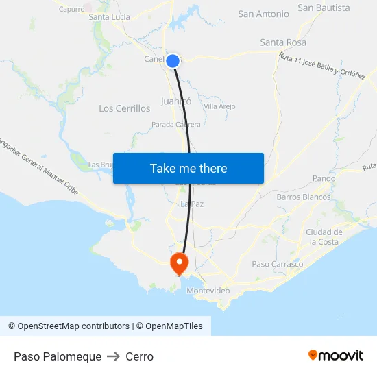 Paso Palomeque to Cerro map