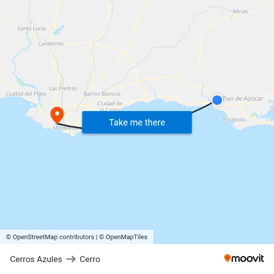 Cerros Azules to Cerro map