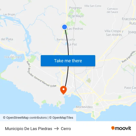 Municipio De Las Piedras to Cerro map
