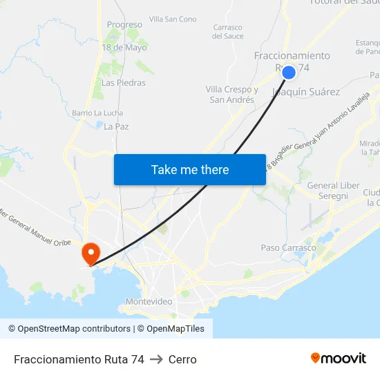 Fraccionamiento Ruta 74 to Cerro map