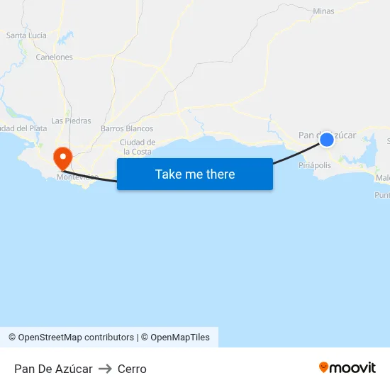 Pan De Azúcar to Cerro map