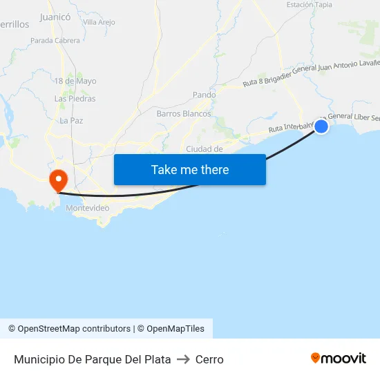 Municipio De Parque Del Plata to Cerro map