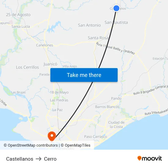 Castellanos to Cerro map