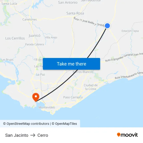 San Jacinto to Cerro map