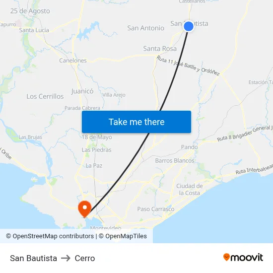 San Bautista to Cerro map