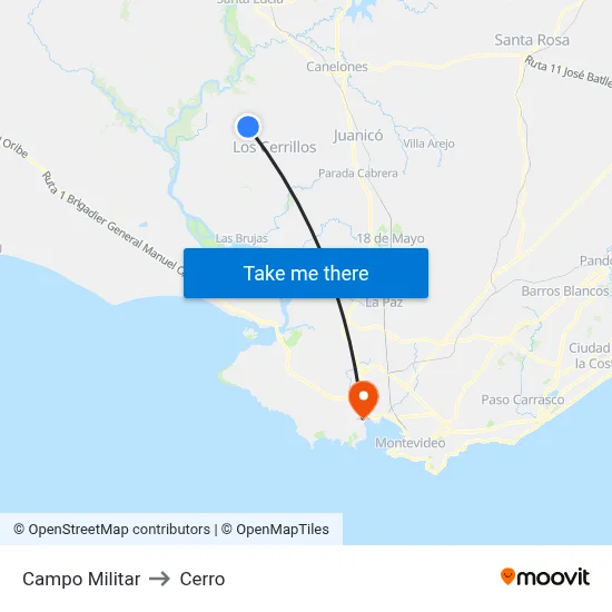 Campo Militar to Cerro map