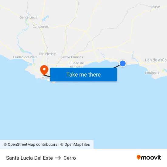 Santa Lucía Del Este to Cerro map