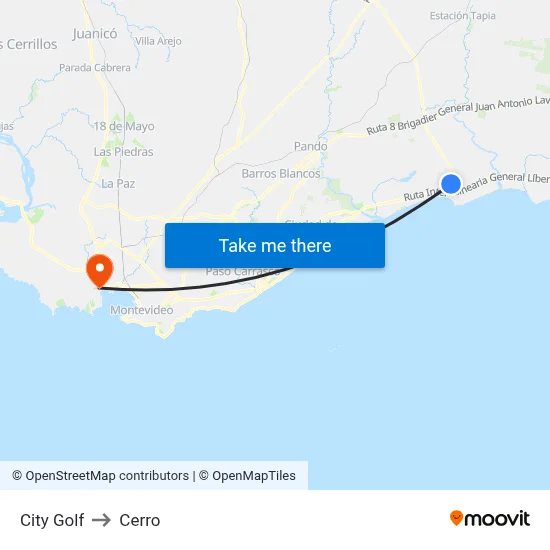 City Golf to Cerro map