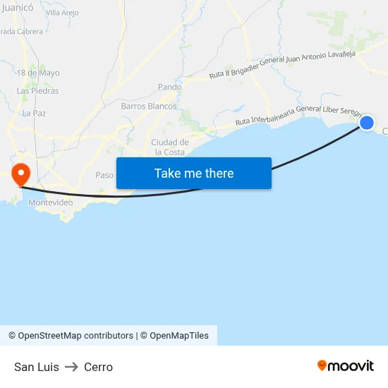 San Luis to Cerro map