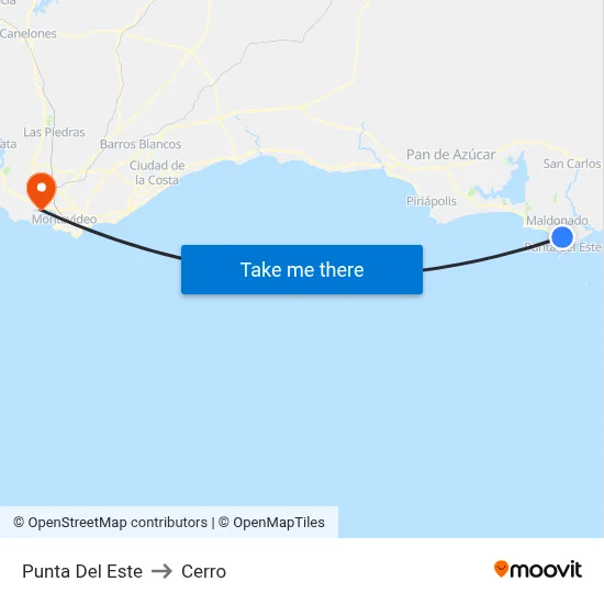 Punta Del Este to Cerro map