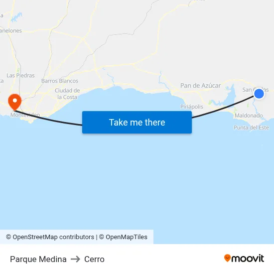 Parque Medina to Cerro map
