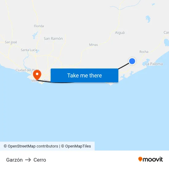 Garzón to Cerro map