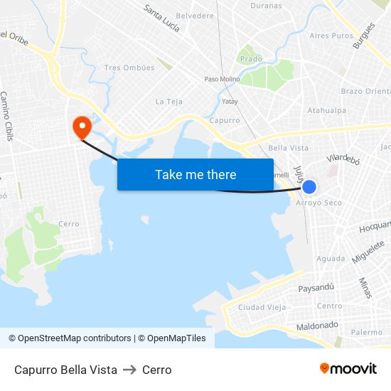 Capurro Bella Vista to Cerro map