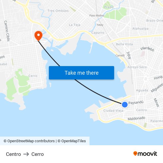Centro to Cerro map