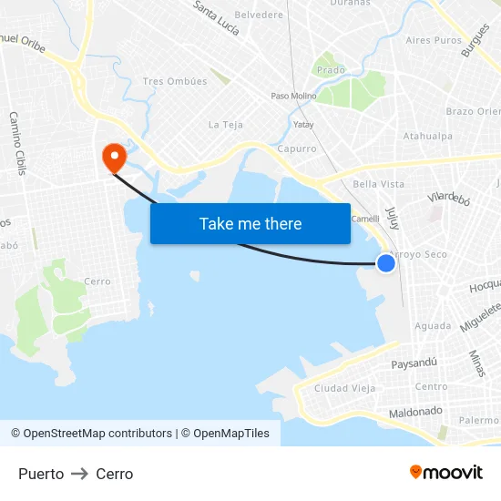 Puerto to Cerro map
