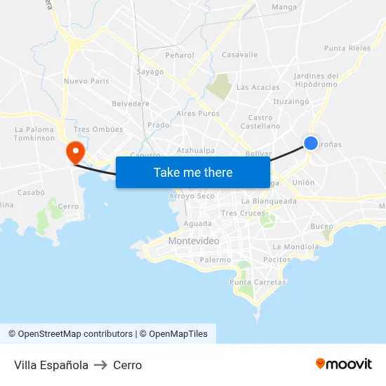 Villa Española to Cerro map