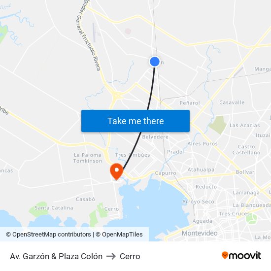 Av. Garzón & Plaza Colón to Cerro map