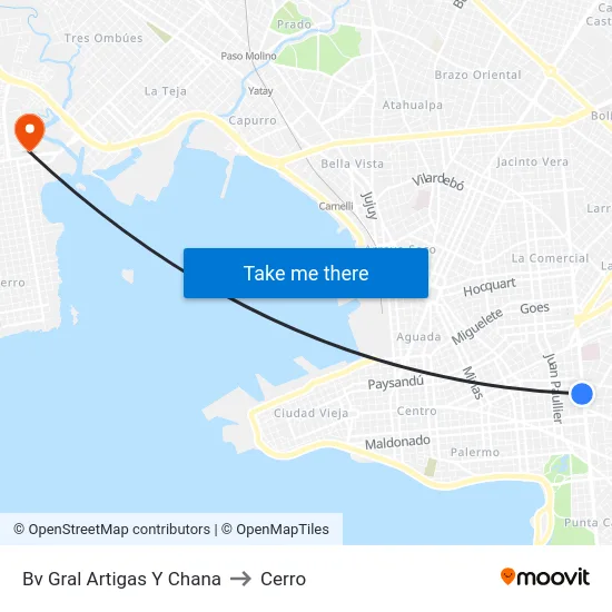 Bv Gral Artigas Y Chana to Cerro map