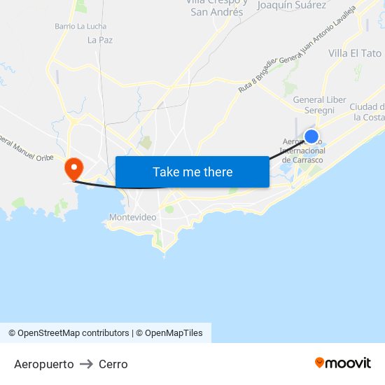 Aeropuerto to Cerro map