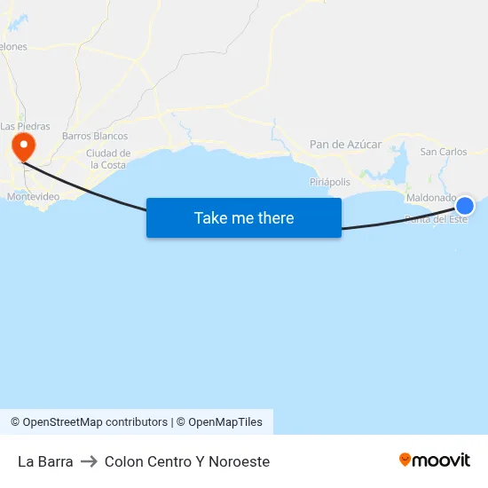 La Barra to Colon Centro Y Noroeste map