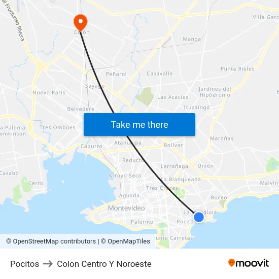Pocitos to Colon Centro Y Noroeste map