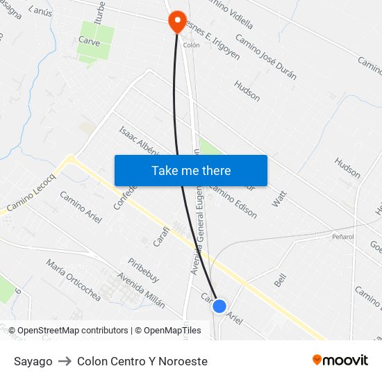 Sayago to Colon Centro Y Noroeste map