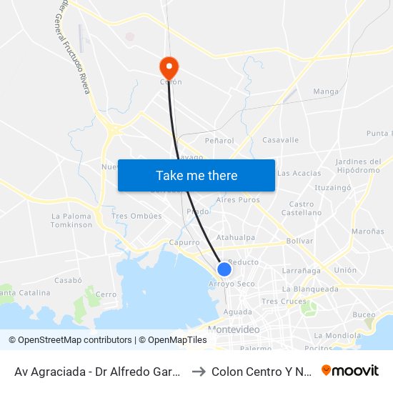 Av Agraciada - Dr Alfredo Garcia Morales to Colon Centro Y Noroeste map