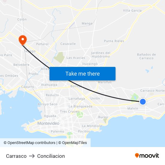 Carrasco to Conciliacion map