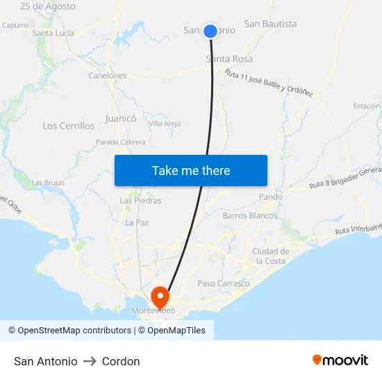 San Antonio to Cordon map