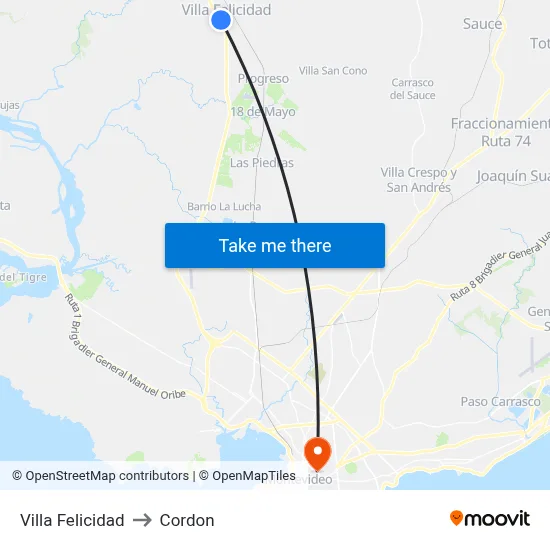 Villa Felicidad to Cordon map