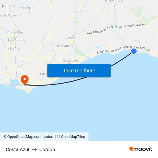 Costa Azul to Cordon map