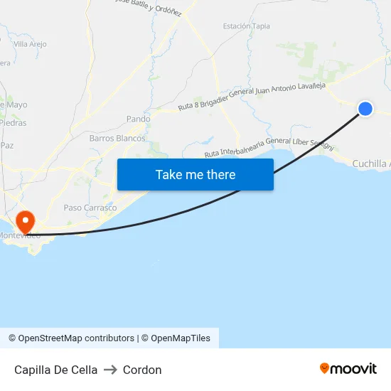 Capilla De Cella to Cordon map