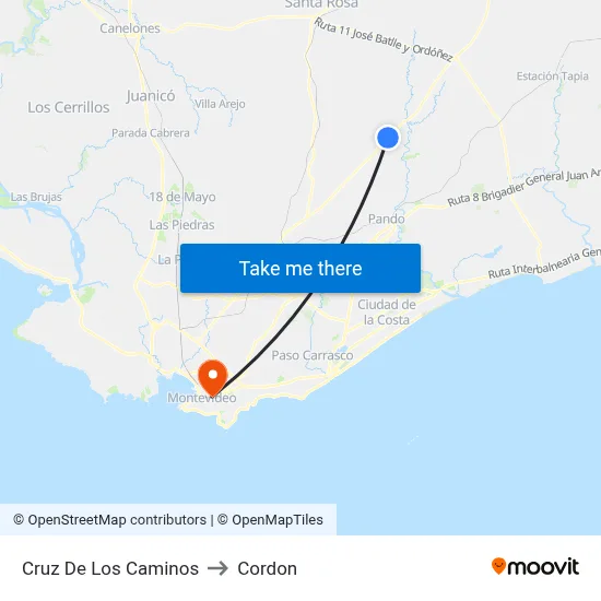 Cruz De Los Caminos to Cordon map