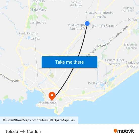 Toledo to Cordon map