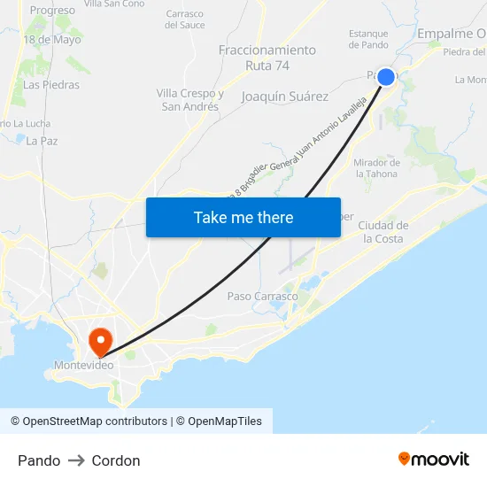Pando to Cordon map