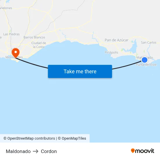 Maldonado to Cordon map