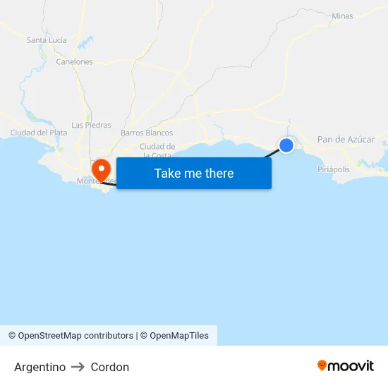 Argentino to Cordon map