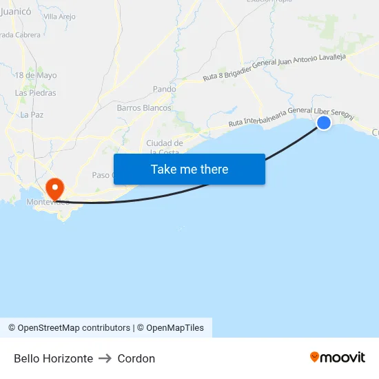 Bello Horizonte to Cordon map