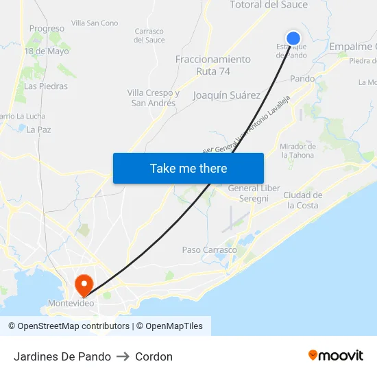 Jardines De Pando to Cordon map