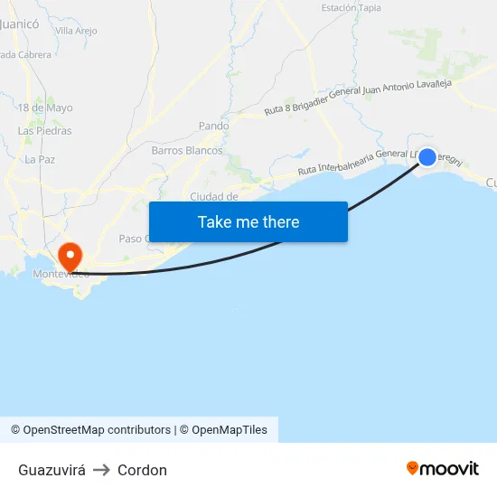 Guazuvirá to Cordon map