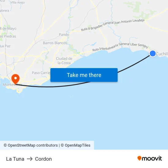 La Tuna to Cordon map