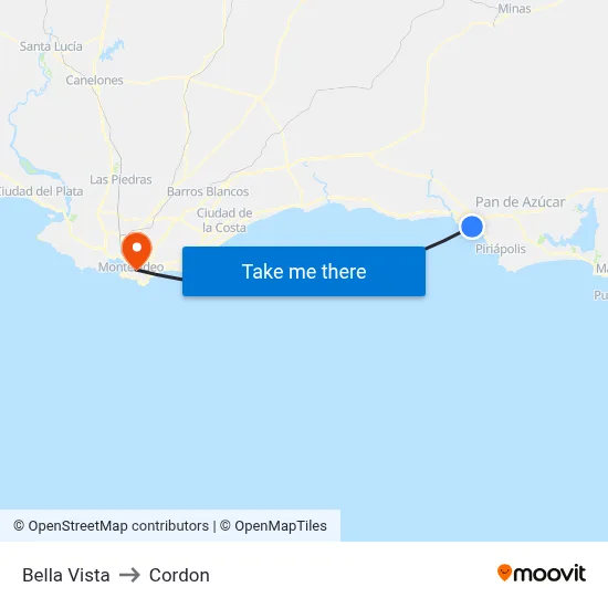 Bella Vista to Cordon map