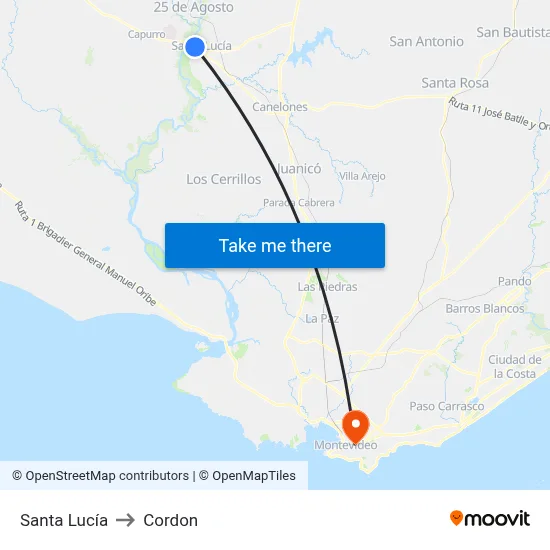 Santa Lucía to Cordon map