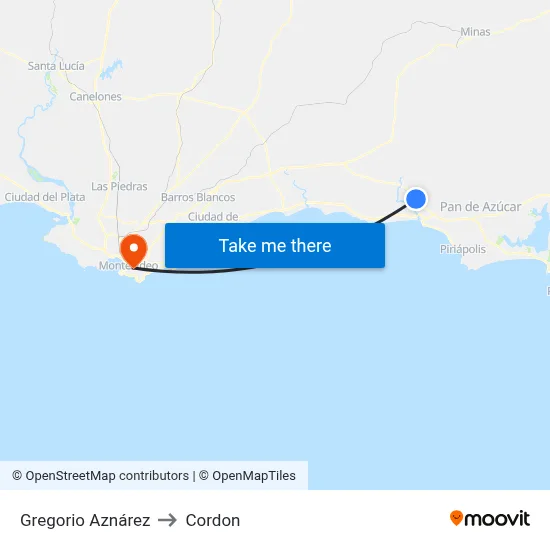 Gregorio Aznárez to Cordon map