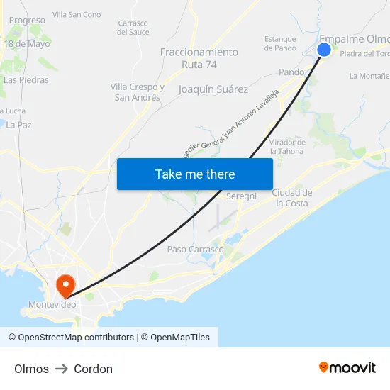 Olmos to Cordon map