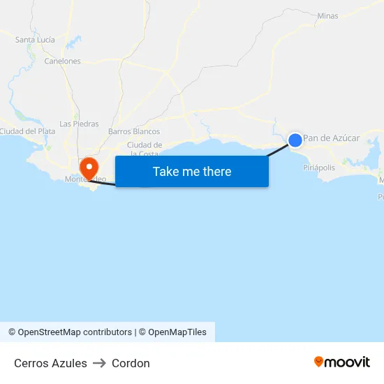 Cerros Azules to Cordon map